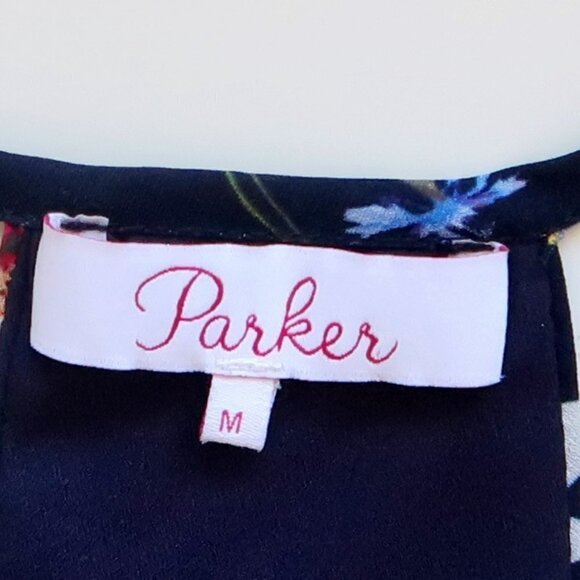 Parker Cosmic Daisy Navy Floral Halter Neck Fit & Flare Mini Dress Size M - Picture 8 of 14